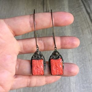 Vintage Carved Coral Earrings